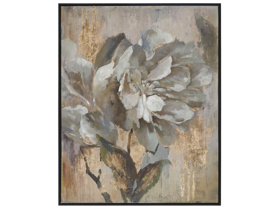 Dazzling Hand Painted Floral Canvas Wall Art with Black Frame