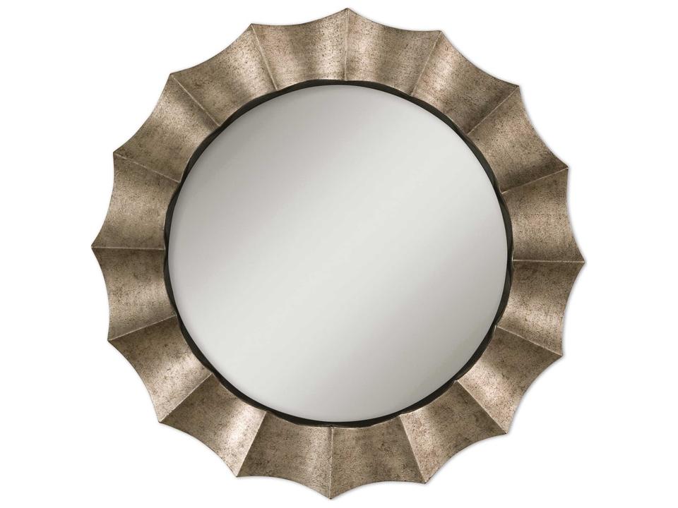 Gotham 41-Inch Round Wall Mirror in Antique Silver Leaf