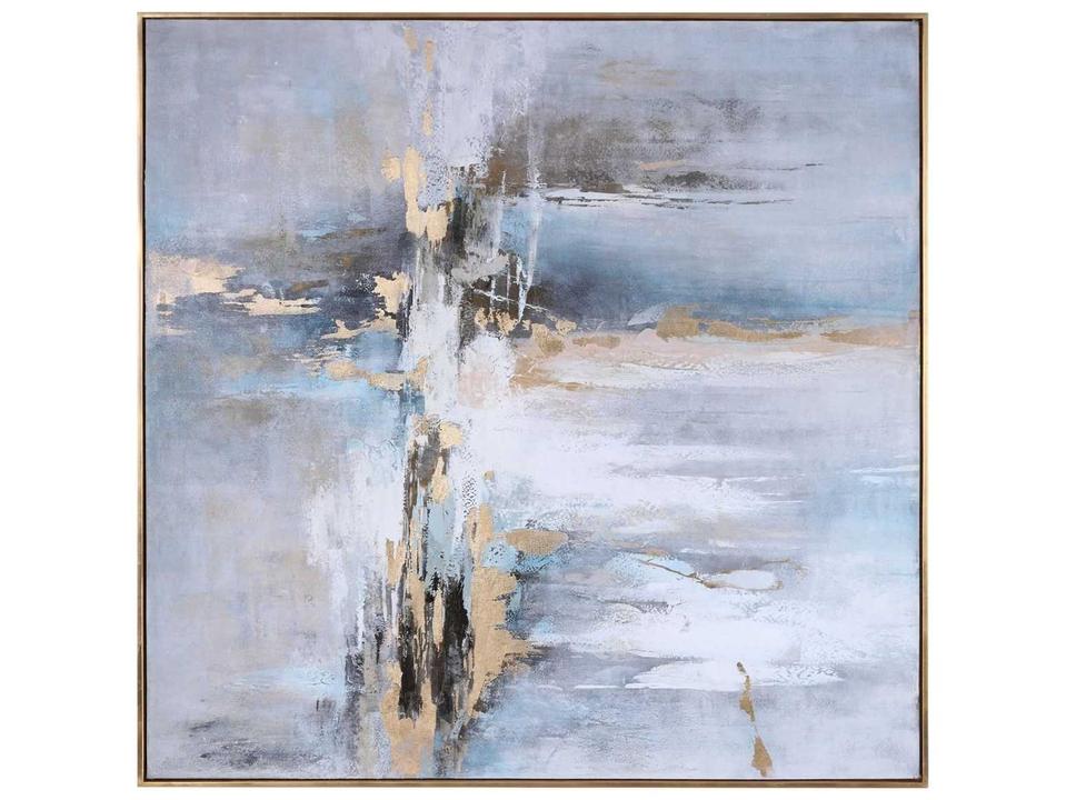 Road Less Traveled Hand Painted Abstract Canvas Art with Gold Leaf Frame