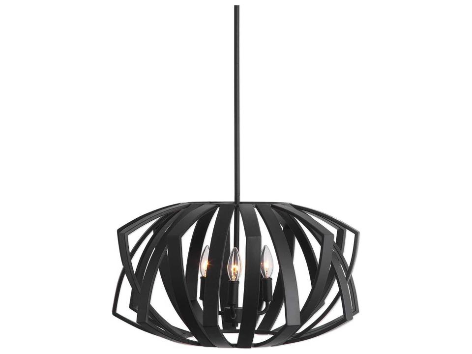 Thales 3-Light Geometric Pendant Light in Matte Black