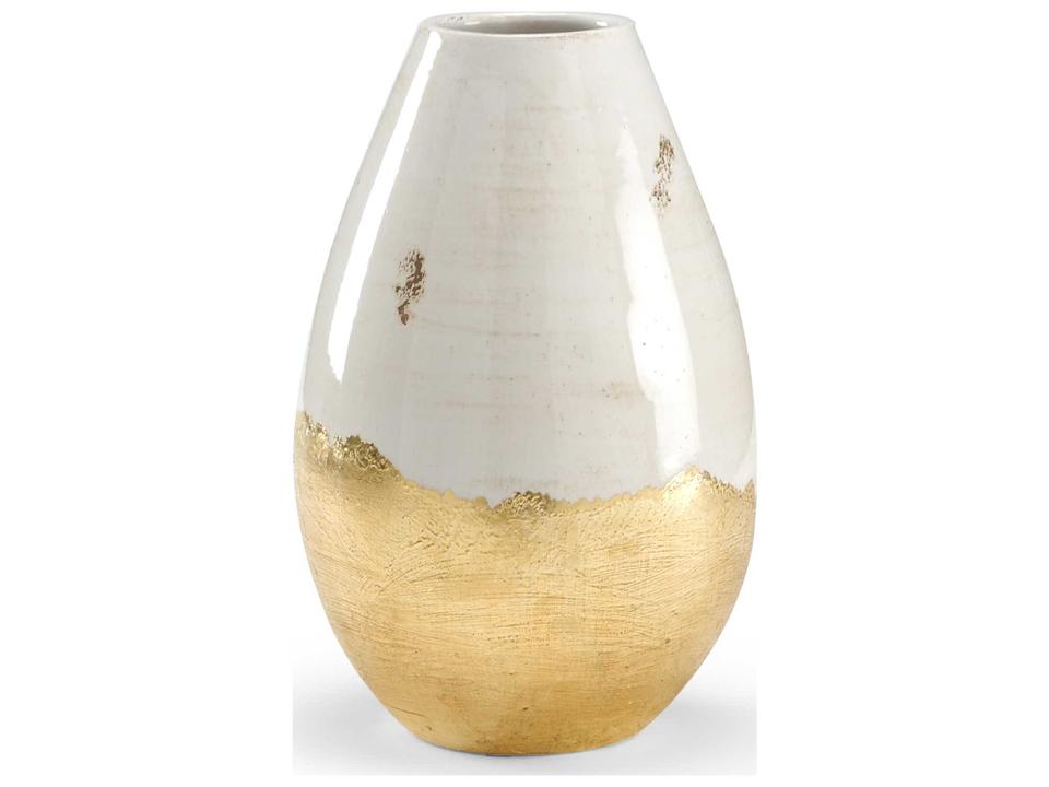 Contemporary White and Gold Ceramic Vase
