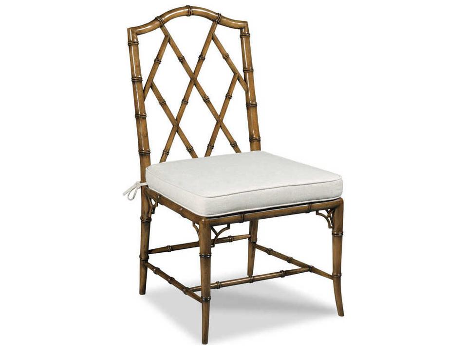 Faux Bamboo Upholstered Dining Side Chair Hardwood Frame Hazelnut Finish