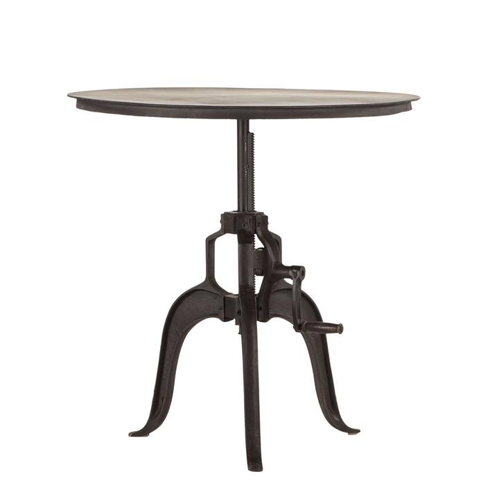 Artezia Round Cast Iron Adjustable Bar Table in Matte Black
