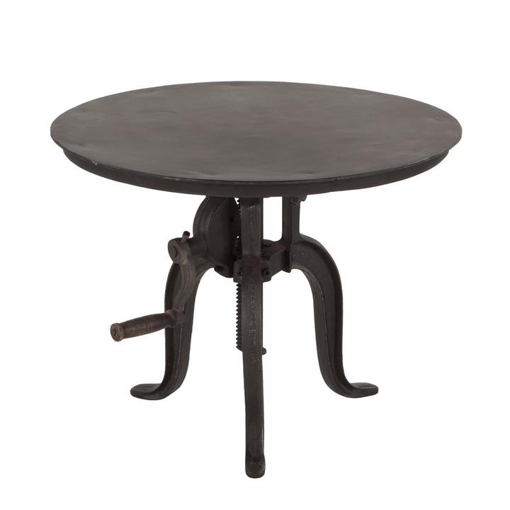 Artezia Round Adjustable End Table Matte Black Cast Iron