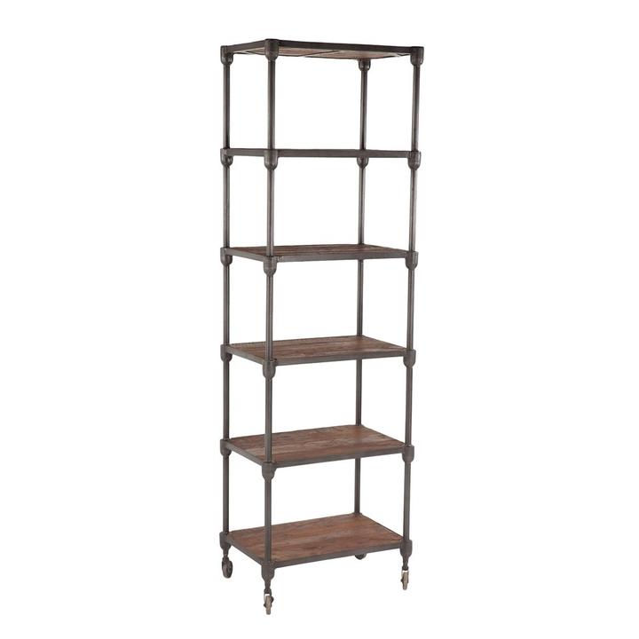 Paxton 5-Shelf Bookcase in Weathered Walnut and Gray Zinc