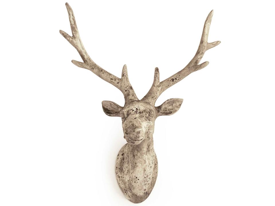 Distressed Grey Wash Terracotta Deer Head Wall Sculpture
