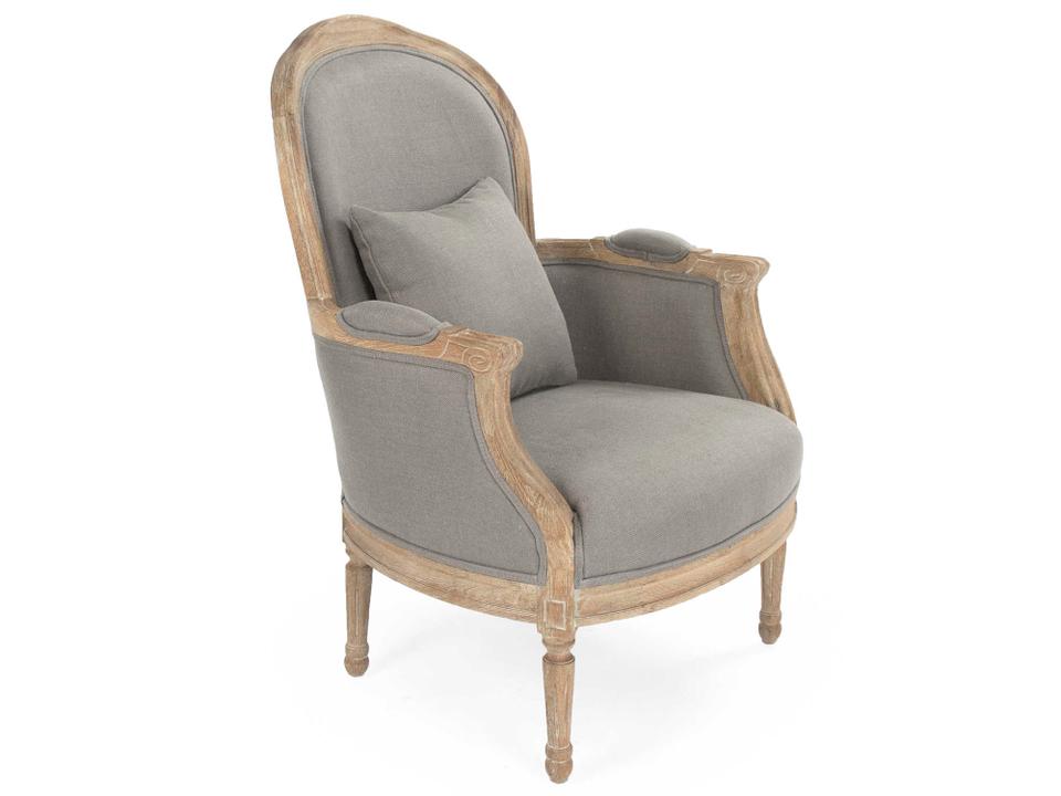 Pascal Grey Linen Accent Chair with Limed Grey Oak Frame