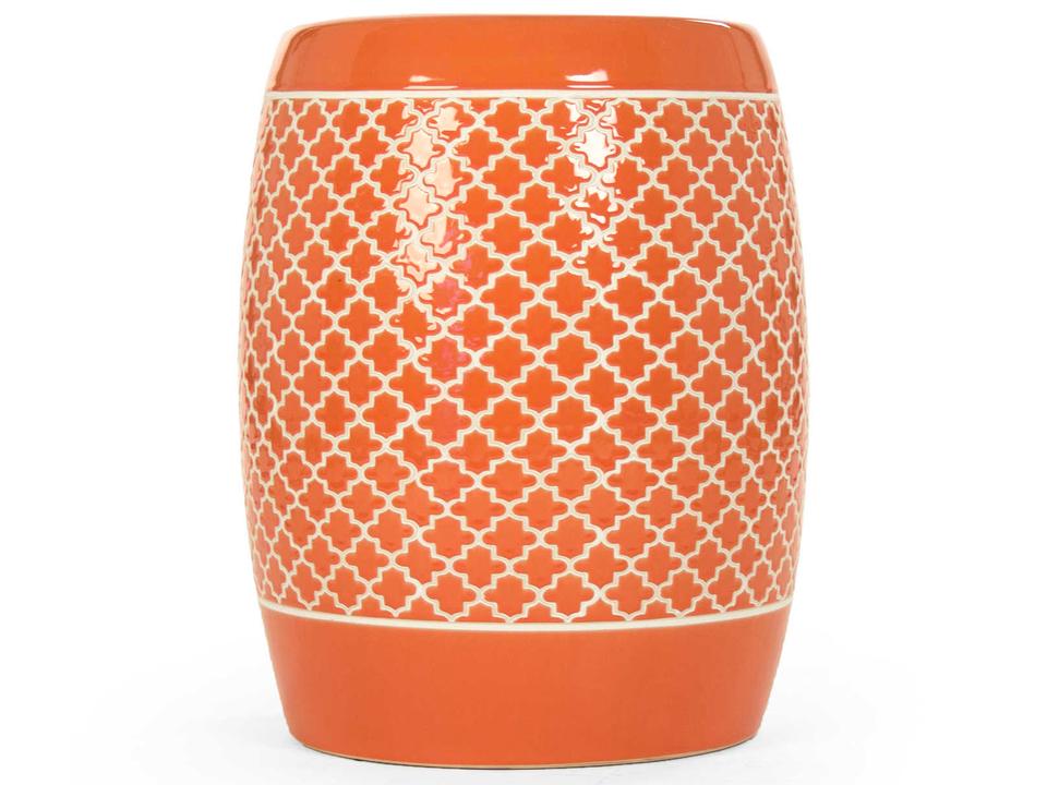 Gable Orange Ceramic Accent Stool