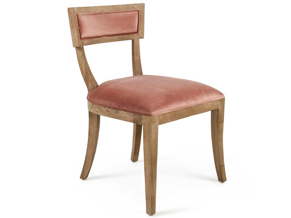 Carvell Upholstered Dining Side Chair in Rose Velvet and Limed Grey Oak