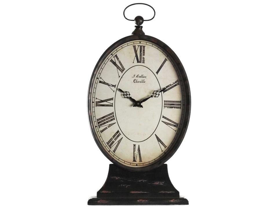 Paris Table Clock in Distressed Antique Black Iron