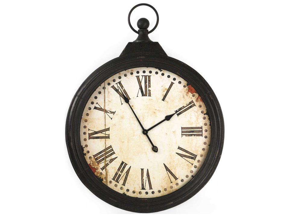 Rustic Iron Wall Clock with Roman Numerals in Antique Black