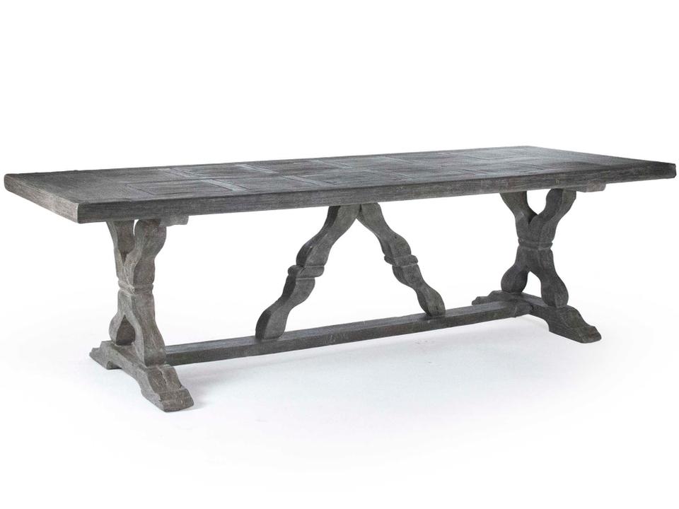 Lucie 102-Inch Rectangle Dining Table in Distressed Grey Fiberglass and Wood