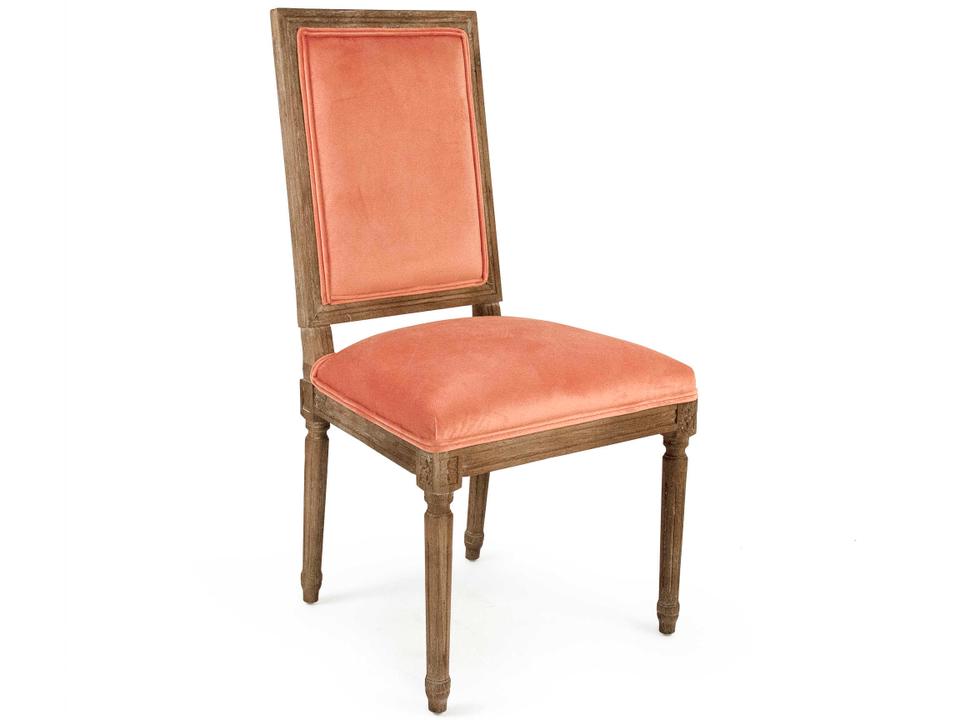 Louis Upholstered Side Dining Chair in Salm Velvet and Limed Grey Oak