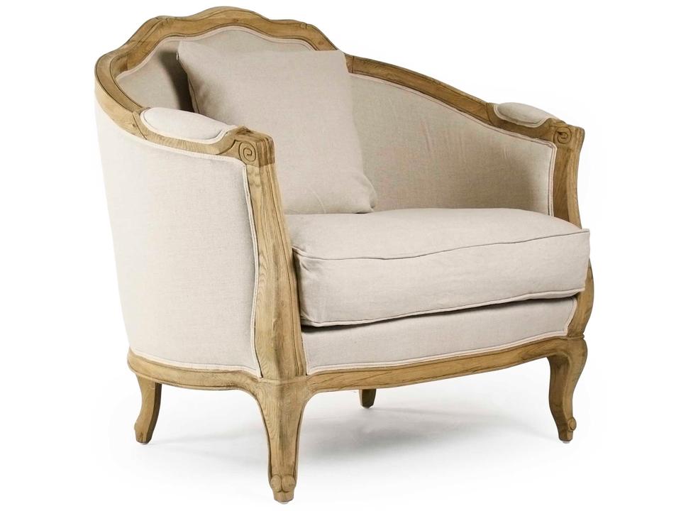Maison Natural Linen Accent Chair with Natural Oak Frame
