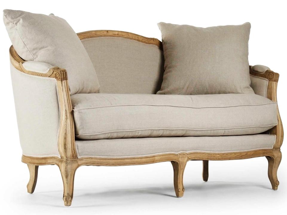 Maison 2-Seat Natural Linen Loveseat Sofa with Natural Oak Frame