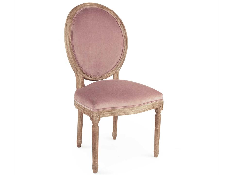 Medallion Oak Wood Pink Upholstered Side Dining Chair
