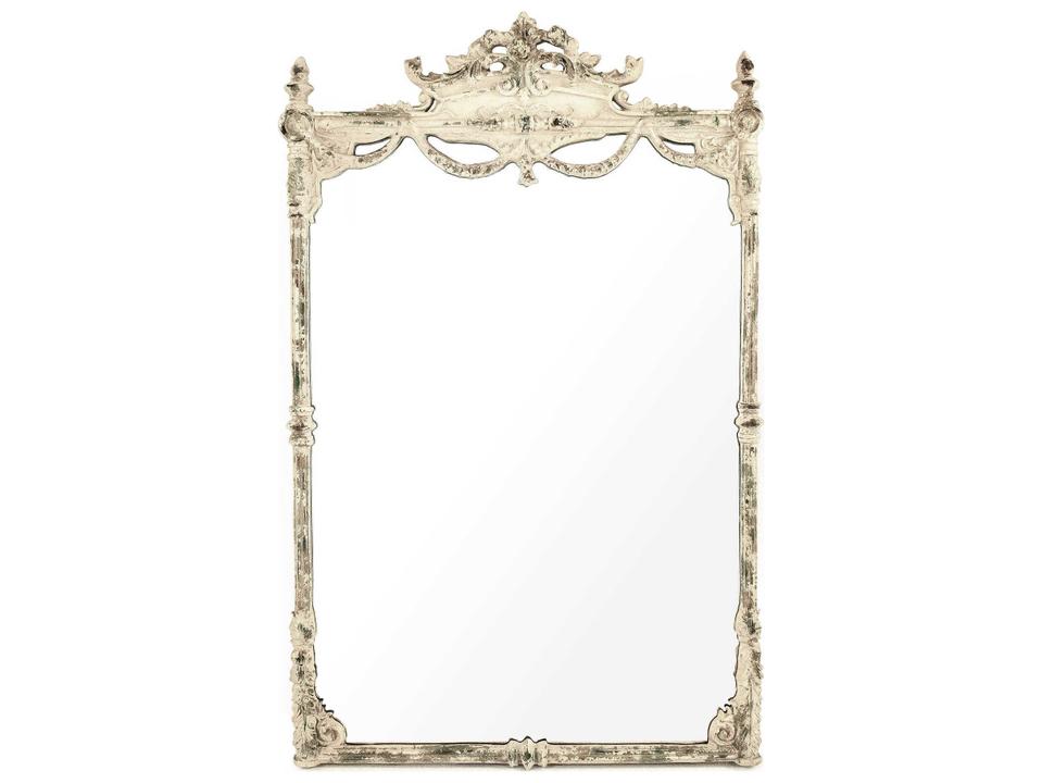 Rowena Ornate Wall Mirror in Antique Ivory Metal