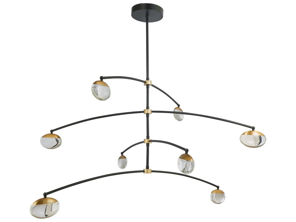 Athena 8-Light Matte Black Brushed Brass Round Chandelier