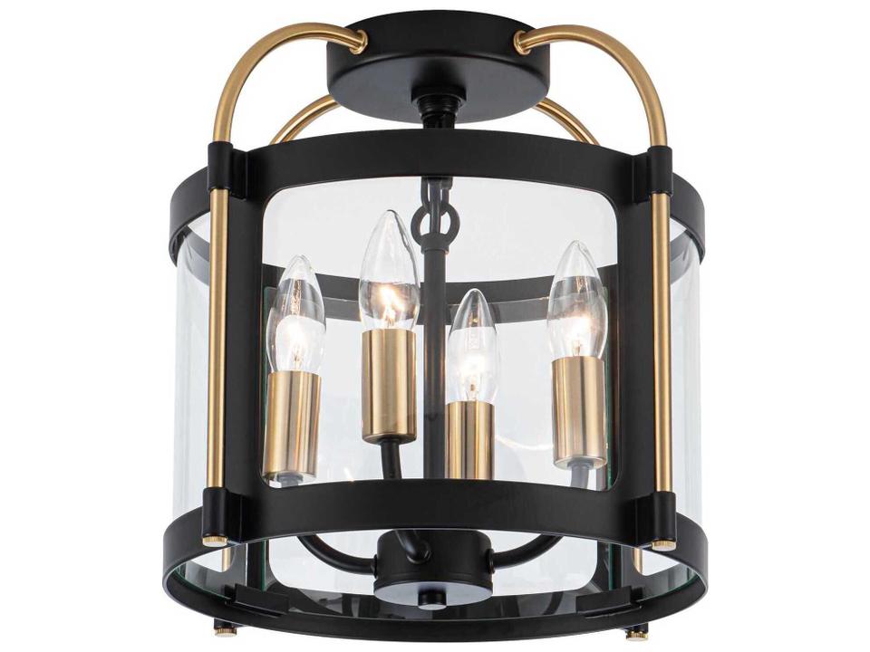Bonita 4-Light Black Brushed Brass Semi Flush Mount