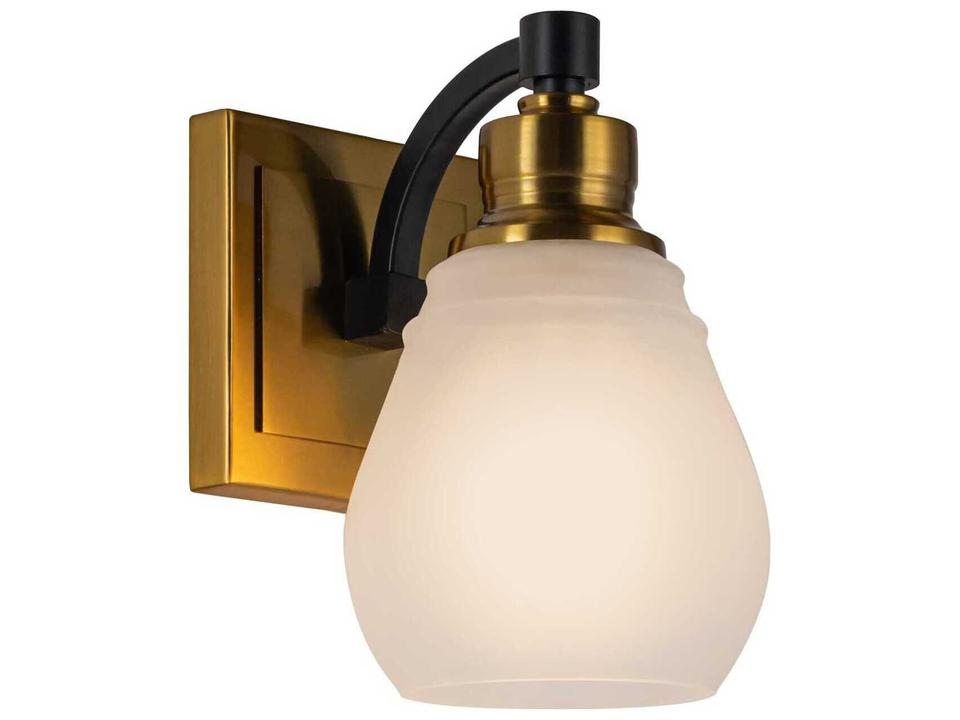 Nelson 1-Light Bathroom Wall Sconce in Black and Brushed Brass