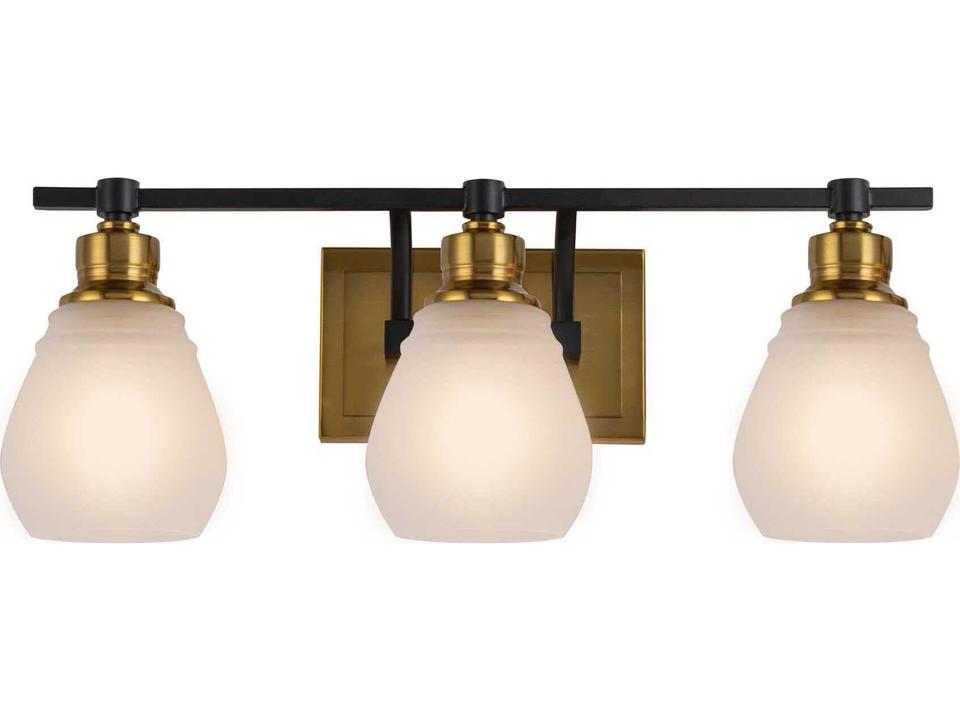 Nelson 3-Light Bath Sconce in Brass and Black with Clear Glass