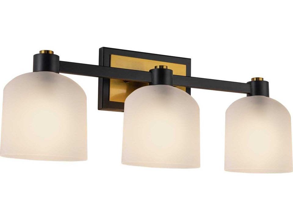 Lyndon 3-Light Bathroom Vanity Sconce in Black and Brushed Brass