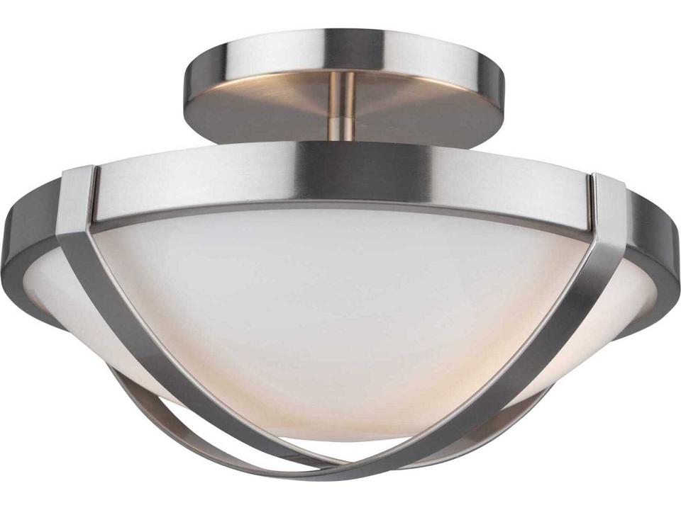 Cara 2-Light Brushed Nickel Glass Bowl Flush Mount