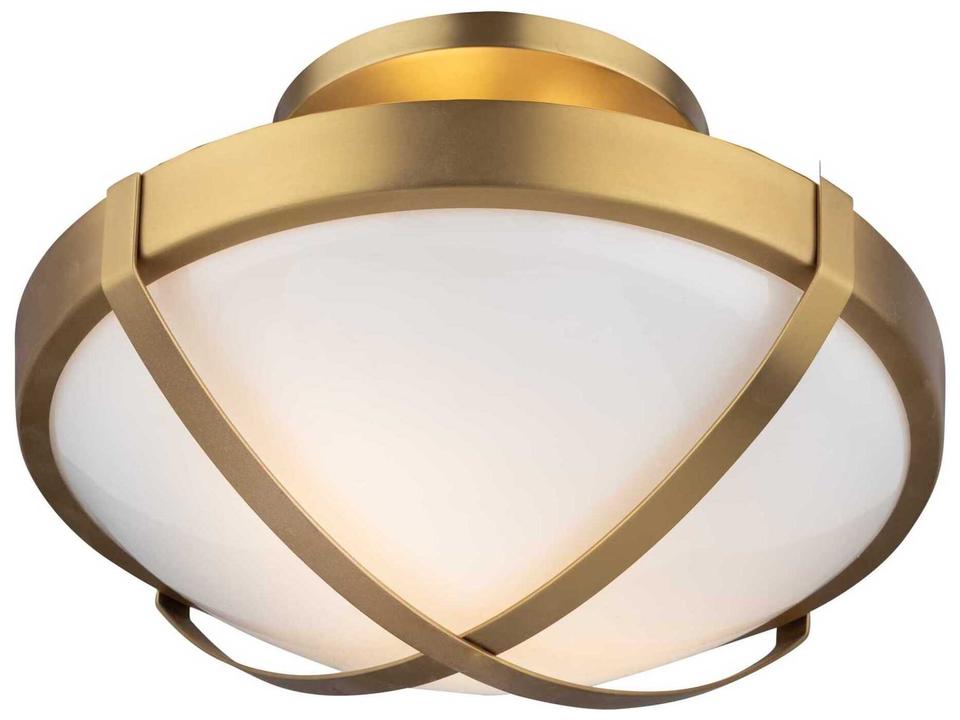 2-Light Cara Flush Mount Ceiling Light in Brushed Brass
