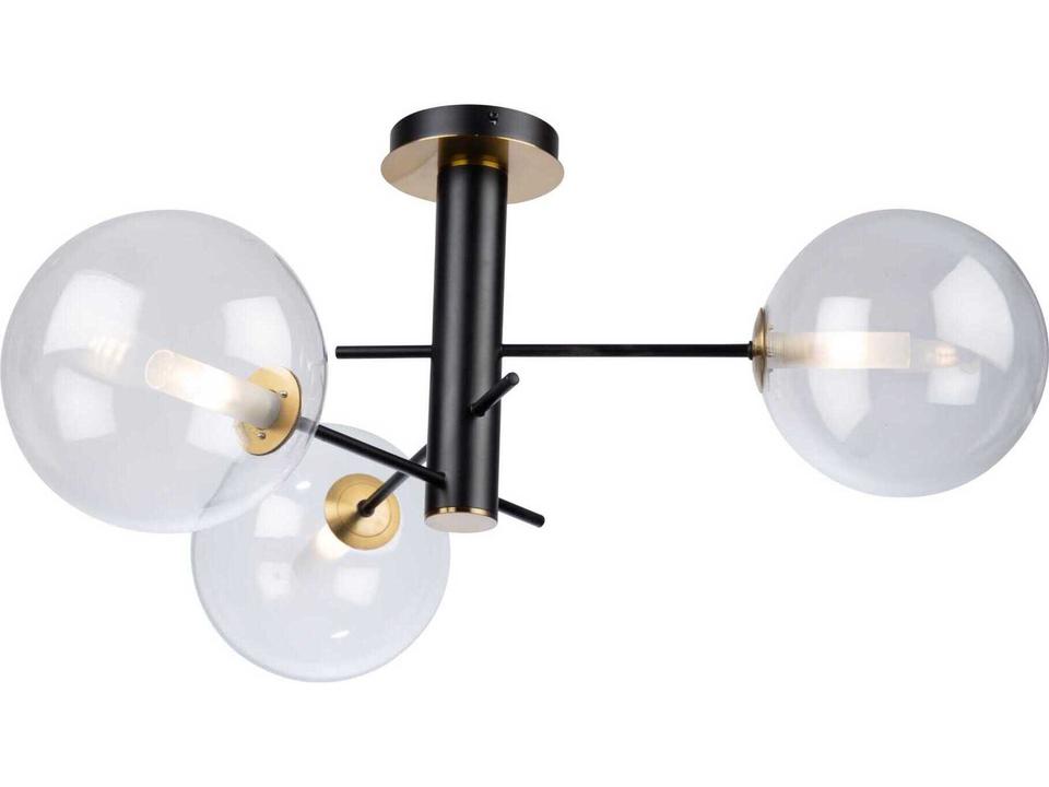 Aurelia 3-Light Contemporary Semi-Flush Mount in Matte Black and Brass