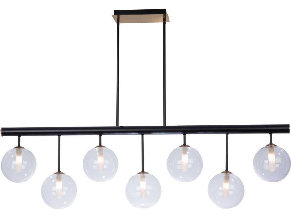 7-Light Aurelia Linear Chandelier in Matte Black and Brass