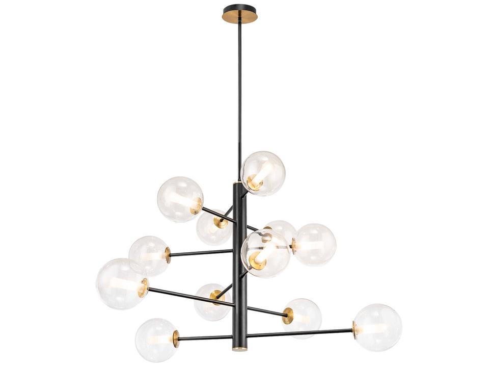 12-Light Aurelia Chandelier in Black and Brushed Brass