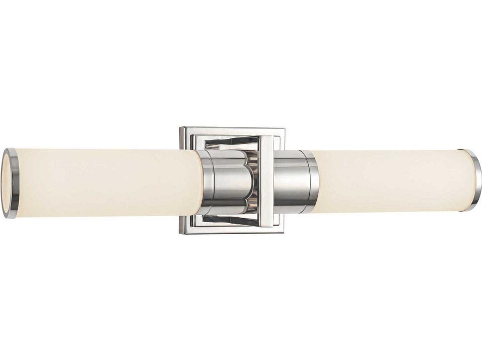 Positano 2-Light Bathroom Vanity Light in Polished Nickel with White Glass