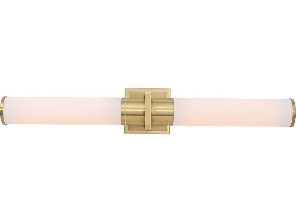 Positano 2-Light Bathroom Vanity Wall Light in Satin Brass with White Glass