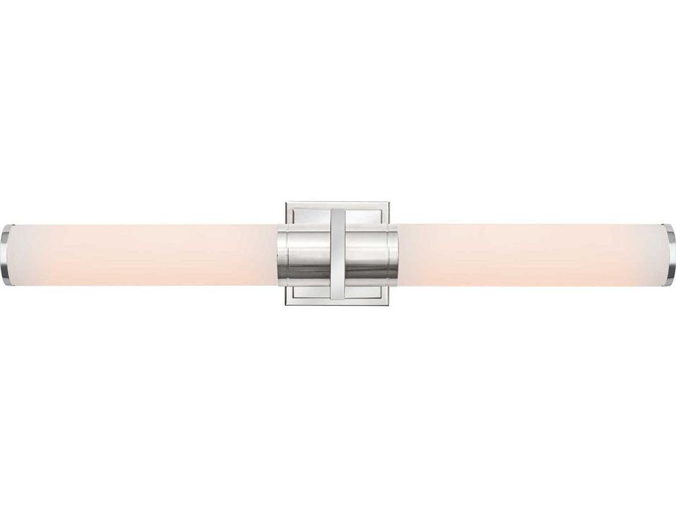 Positano 2-Light Bathroom Vanity Light in Polished Nickel with White Glass