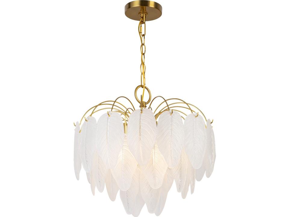 4-Light Alessia Chandelier in Brushed Brass and White Glass
