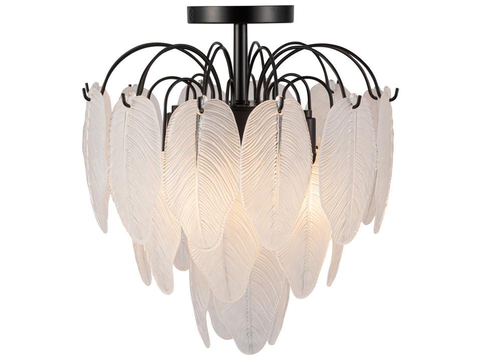Alessia 4-Light Semi-Flush Mount in Black with White Etched Glass