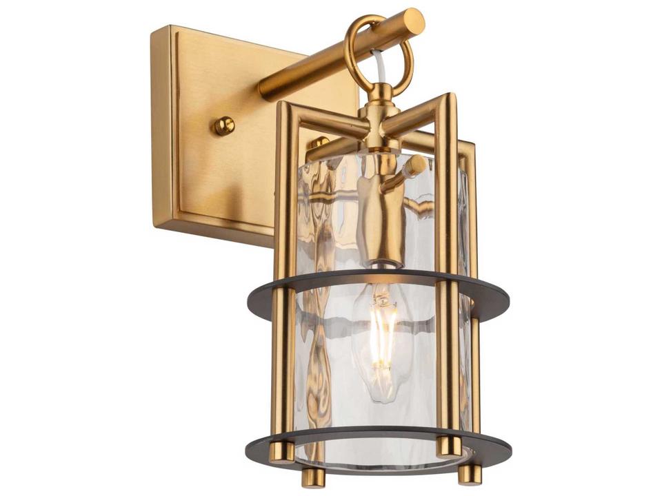 Burford 1-Light Brass and Black Wall Sconce with Water Glass