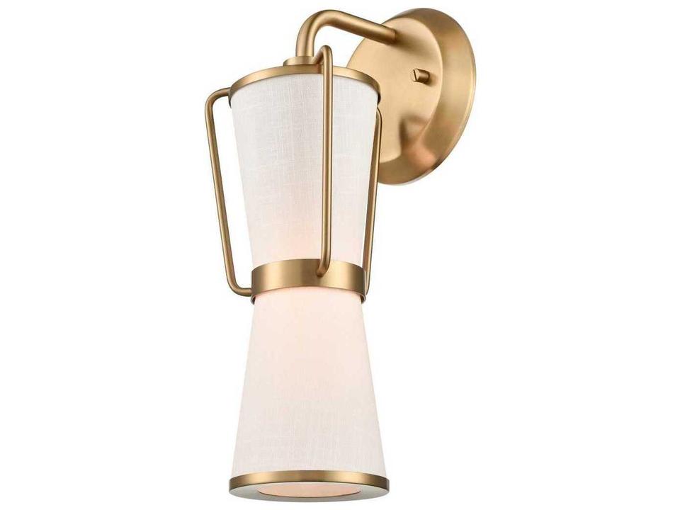 Layla 1-Light Wall Sconce in Brushed Brass with Linen Shade