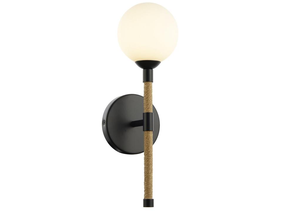 Capilano 1-Light Wall Sconce in Black with White Glass