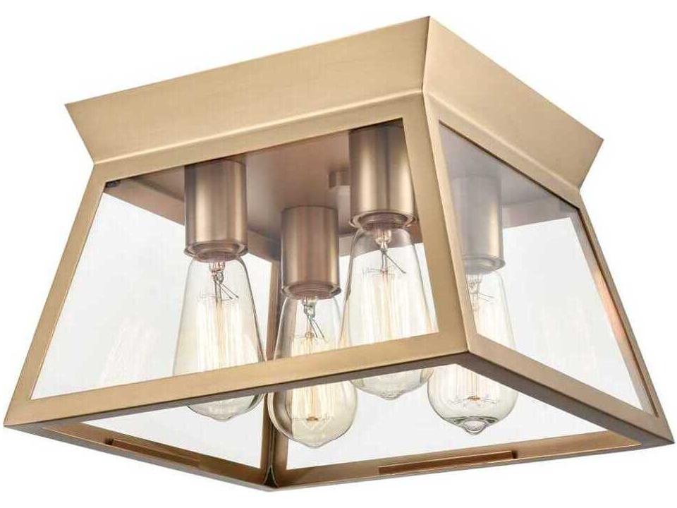 Lucian 4-Light Flush Mount Ceiling Light in Brushed Brass