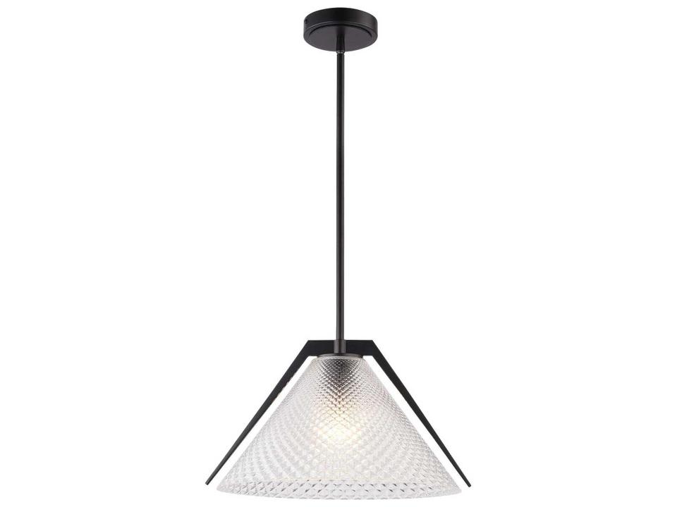 Baltic 1-Light Black and Brushed Brass Pendant Light with Glass Shade