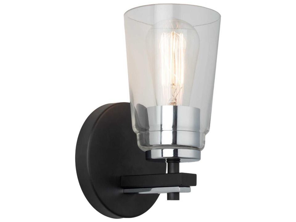 Essex 1-Light Wall Sconce with Clear Glass in Black and Chrome