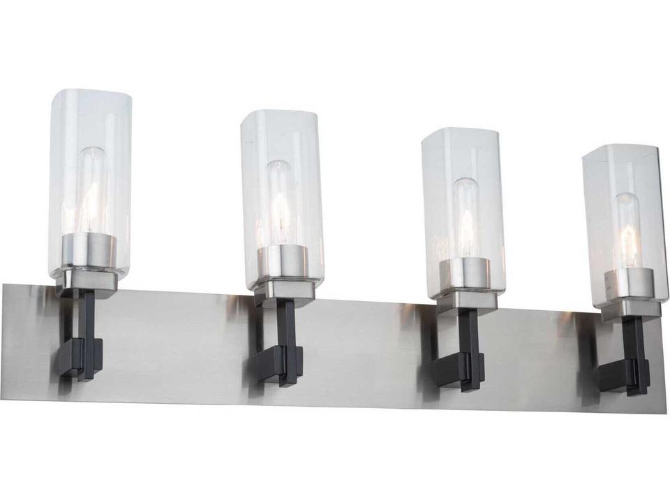 Arlington 4-Light Bath Vanity Light in Satin Nickel and Clear Glass