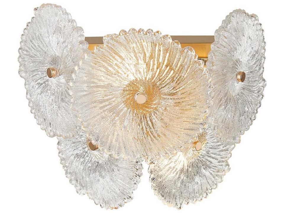 Bloom 2-Light Wall Sconce with Floral Glass Shades in Brass