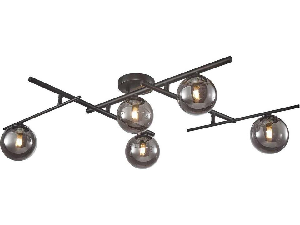 Modena 5-Light Semi-Flush Mount in Black with Smoke Glass