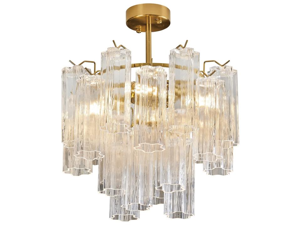 Sophia 5-Light Semi Flush Mount in Brass with Tronchi Glassware