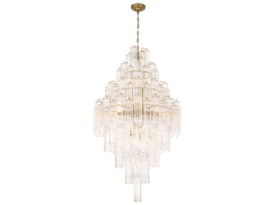Sophia 29-Light Chandelier in Brushed Brass with Clear Tronchi Glassware