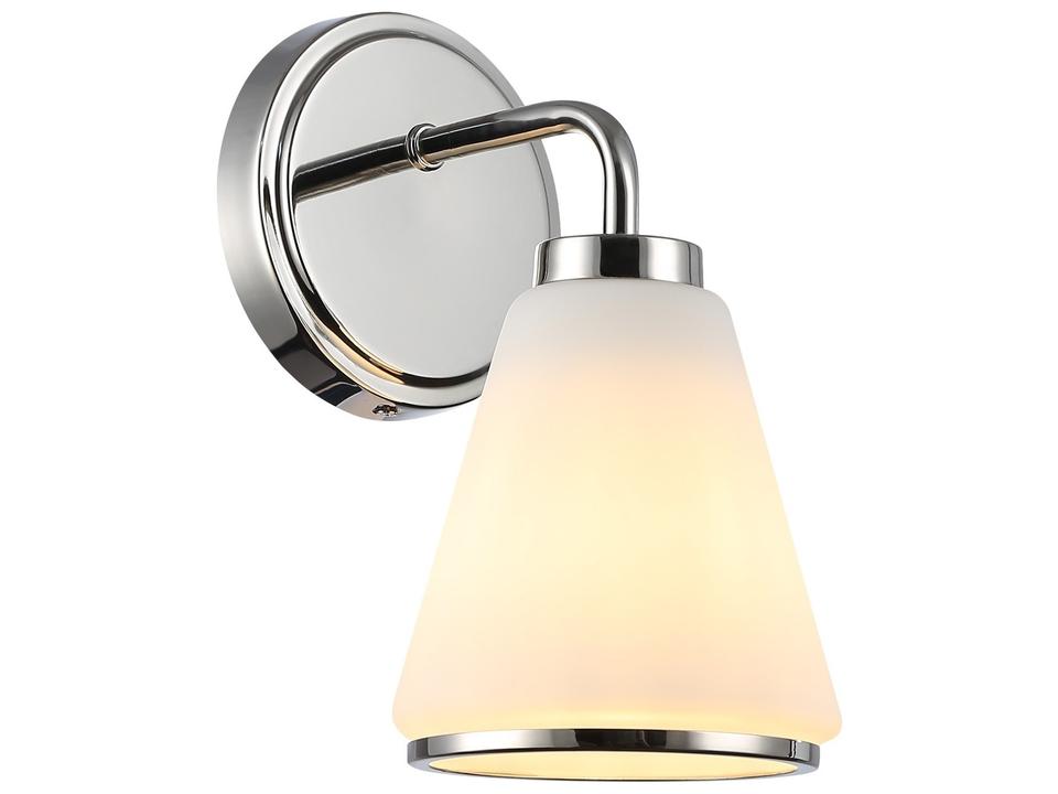 Zoey 1-Light Polished Nickel Wall Sconce with Glossy White Glass