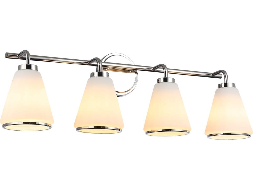 Zoey 4-Light Bathroom Vanity Light in Polished Nickel with White Glass