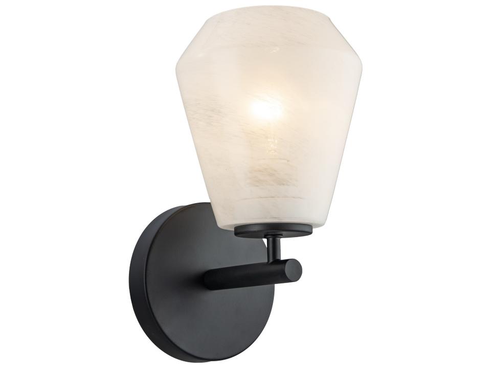 Brooke 1-Light Wall Sconce in Black with Wispy White Glass